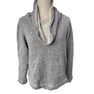 Eileen Fisher Cozy Tweed Cowl Neck Hooded Sweater size s Playful Texture & Hidde
